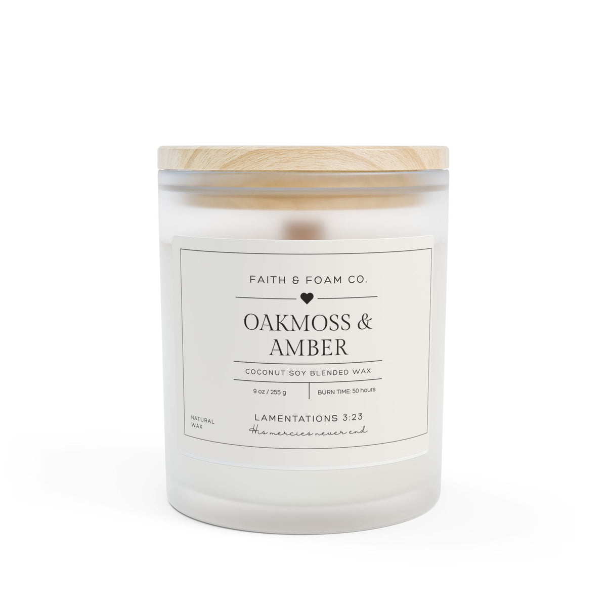 New Mercies Frosted Glass Candle — 11 oz Soy Scented Candle with Wooden Lid
