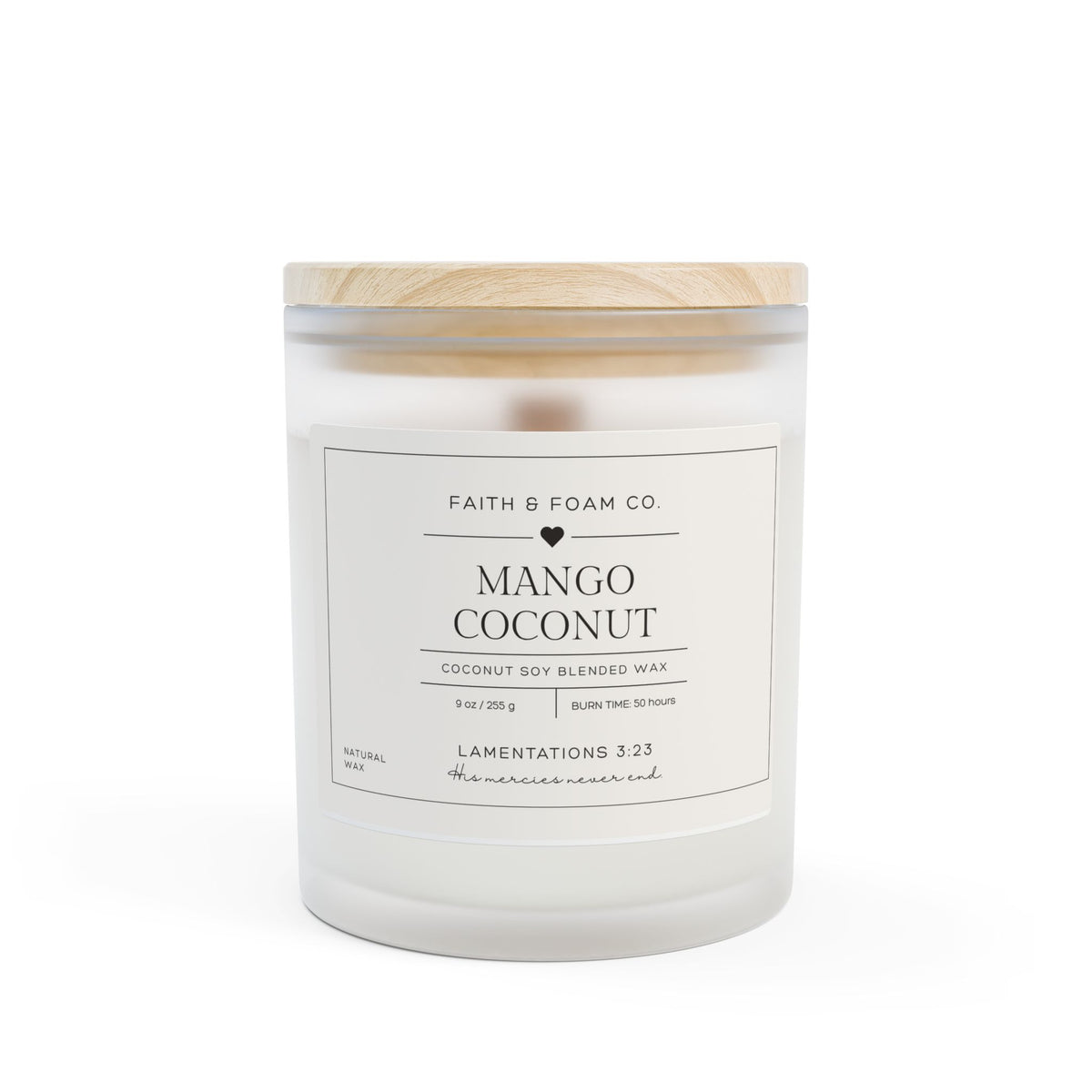 New Mercies Frosted Glass Candle — 11 oz Soy Scented Candle with Wooden Lid
