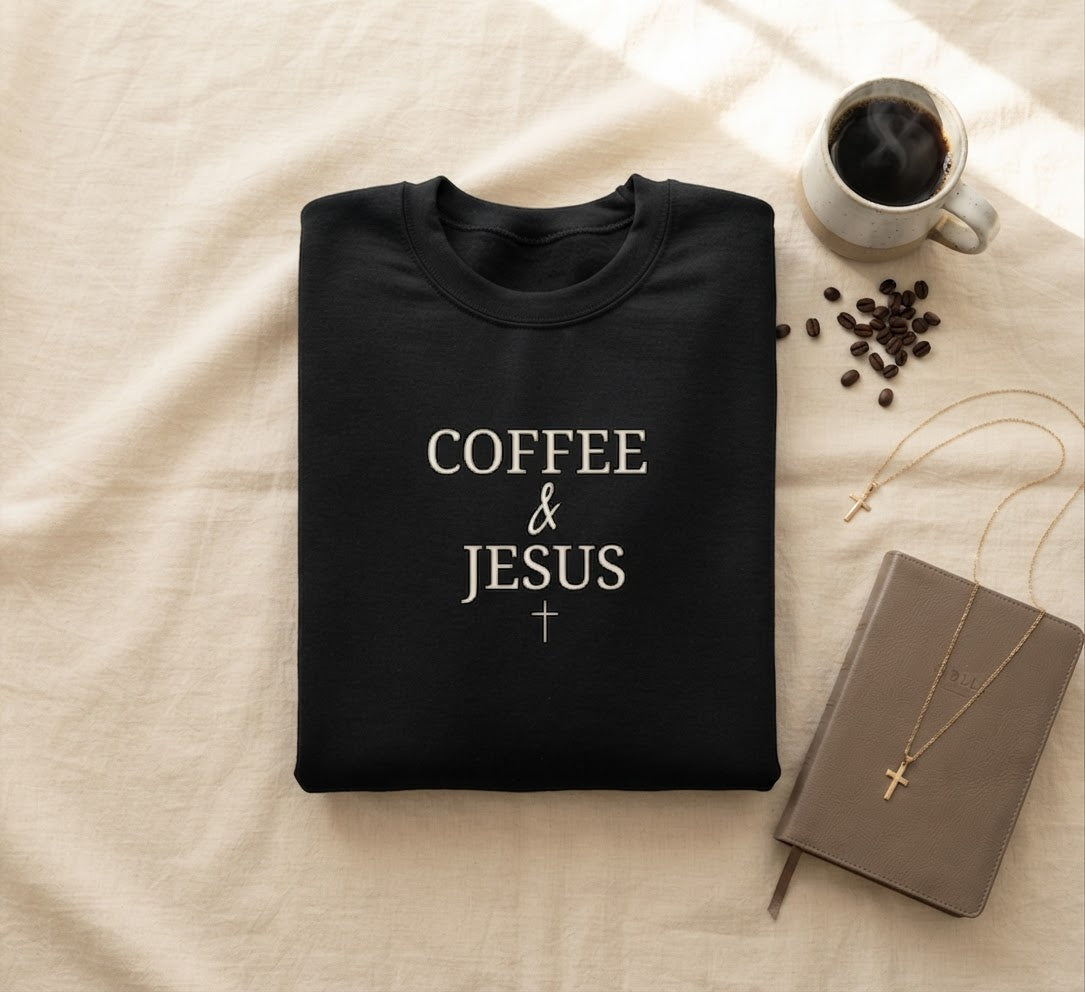 Coffee & Jesus Cozy Unisex DryBlend® Crewneck Sweatshirt