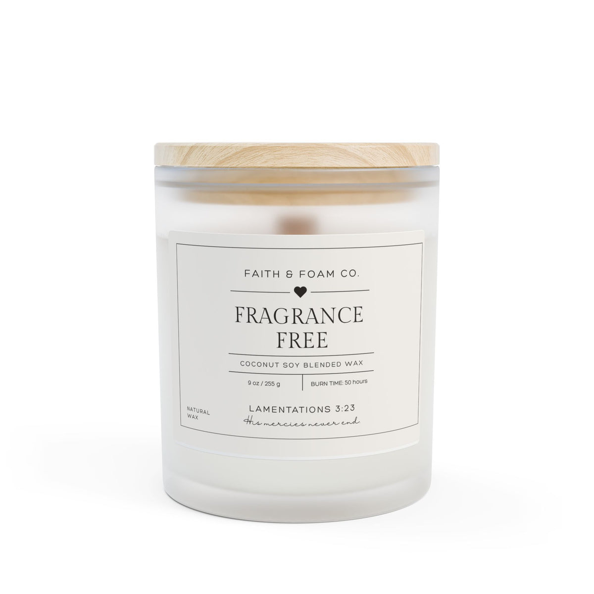 New Mercies Frosted Glass Candle — 11 oz Soy Scented Candle with Wooden Lid