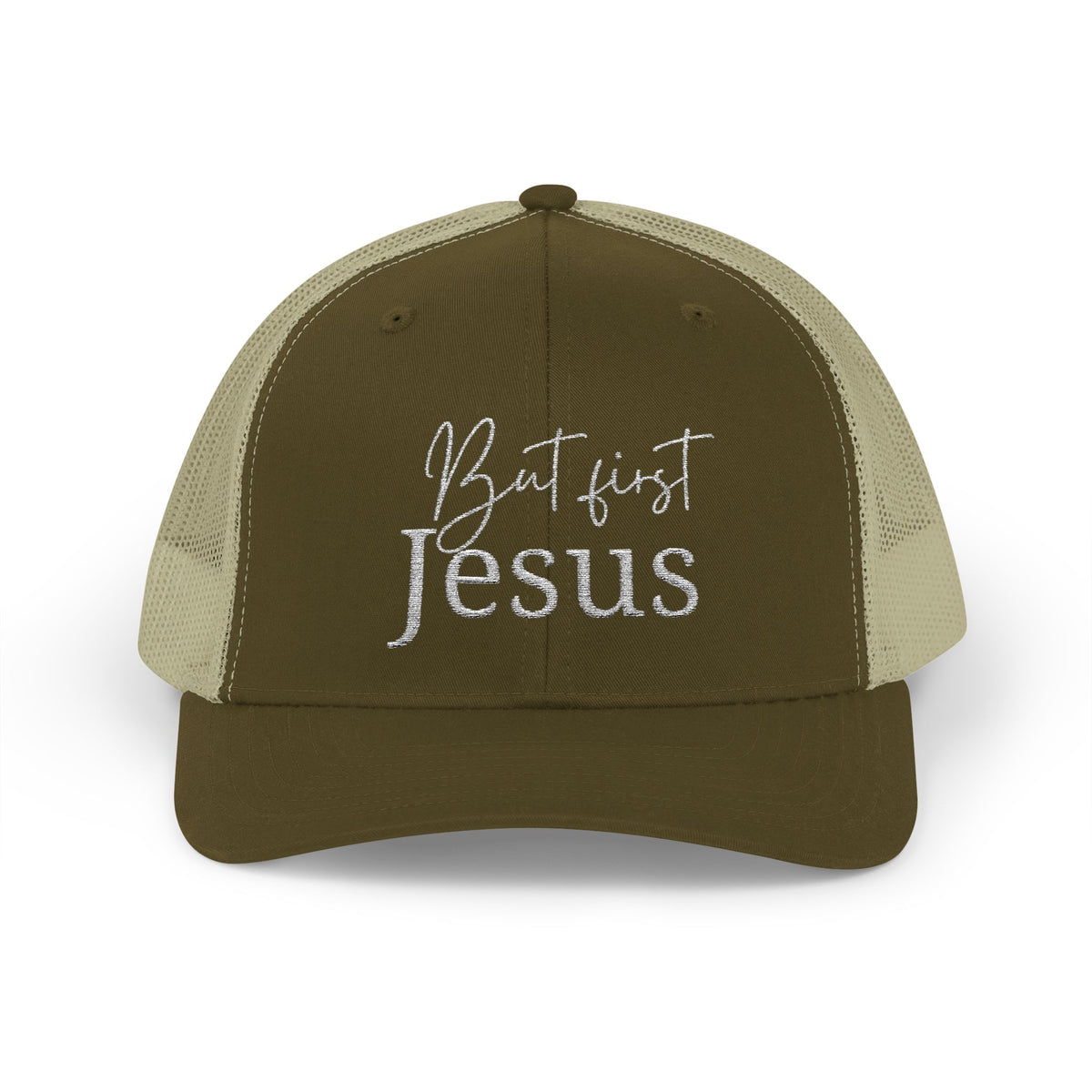 But First, Jesus Trucker Cap—Harvest Hues Collection
