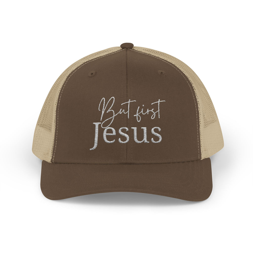 But First, Jesus Trucker Cap—Harvest Hues Collection