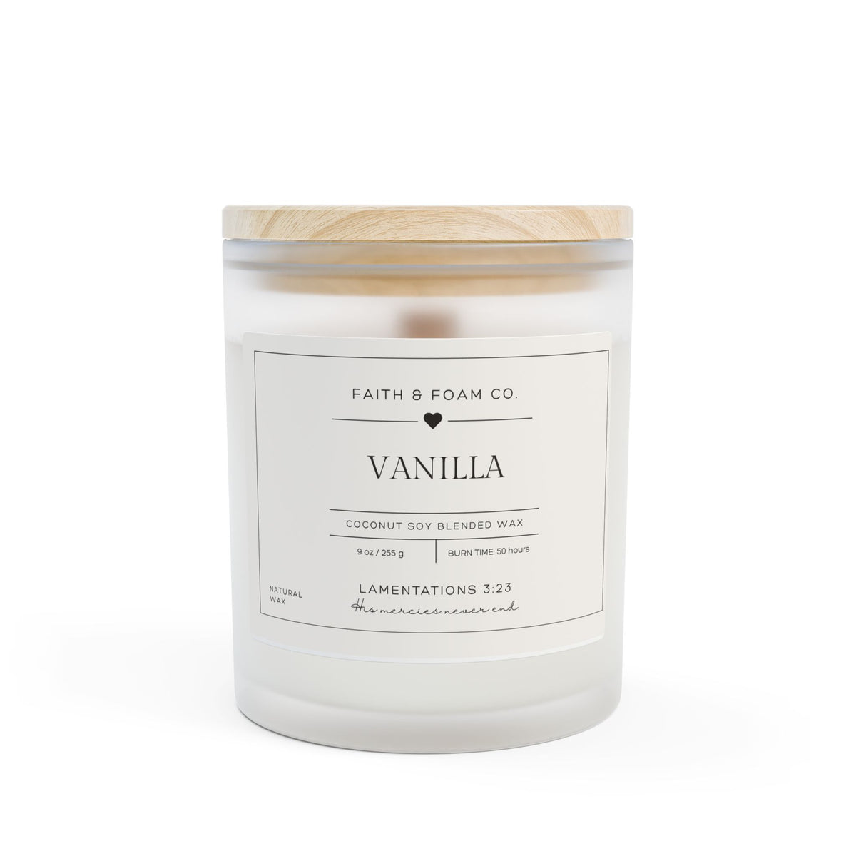 New Mercies Frosted Glass Candle — 11 oz Soy Scented Candle with Wooden Lid