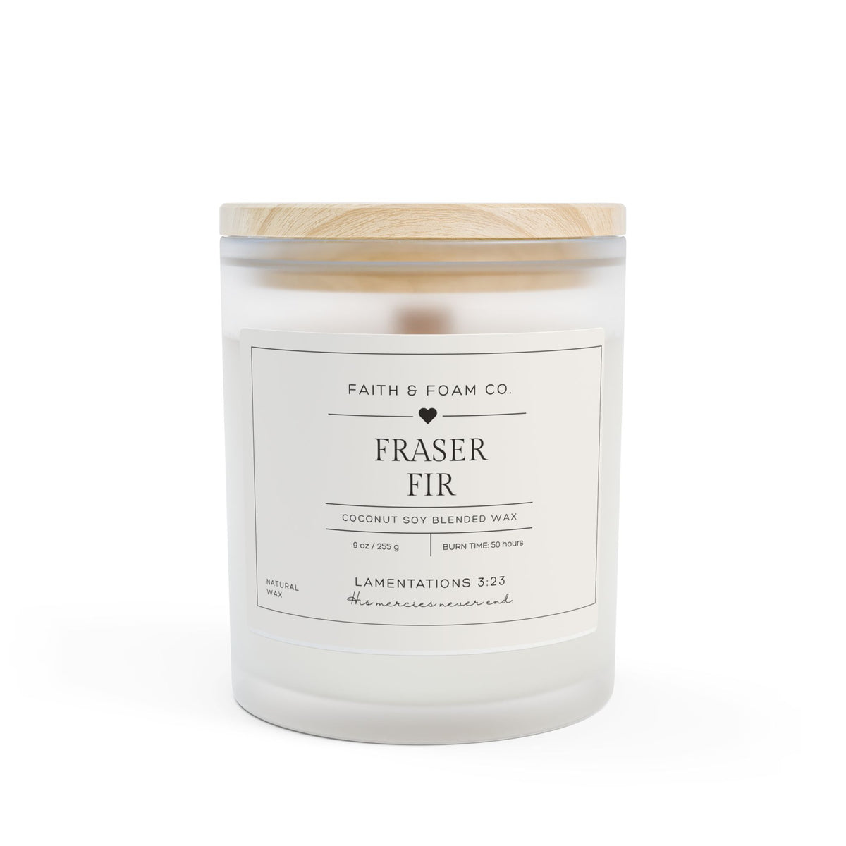 New Mercies Frosted Glass Candle — 11 oz Soy Scented Candle with Wooden Lid