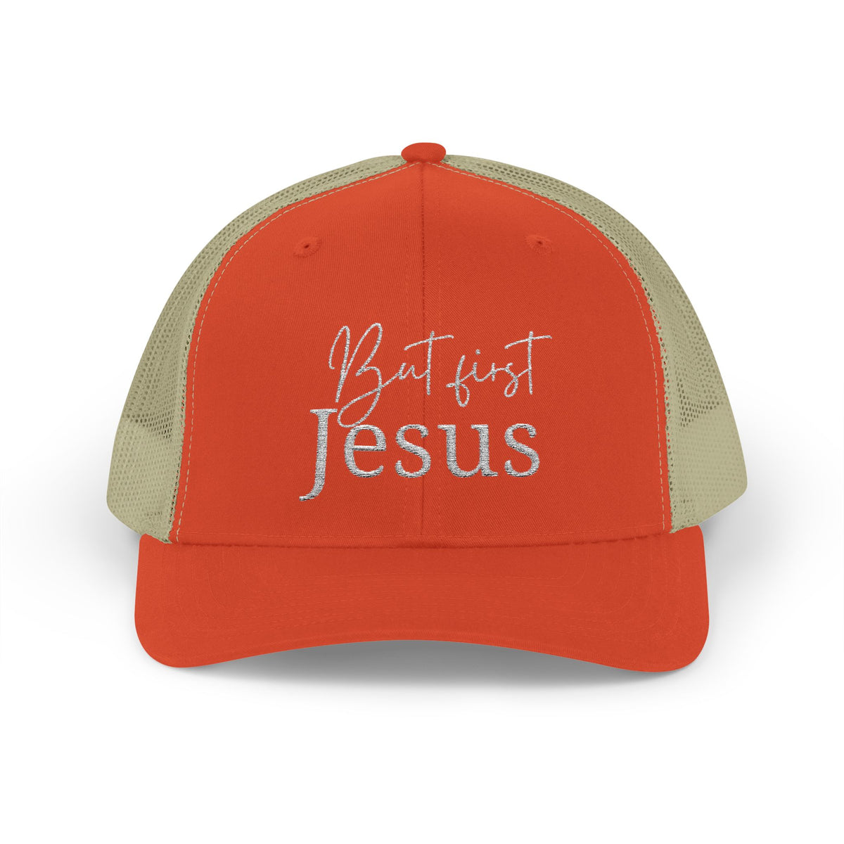 But First, Jesus Trucker Cap—Harvest Hues Collection