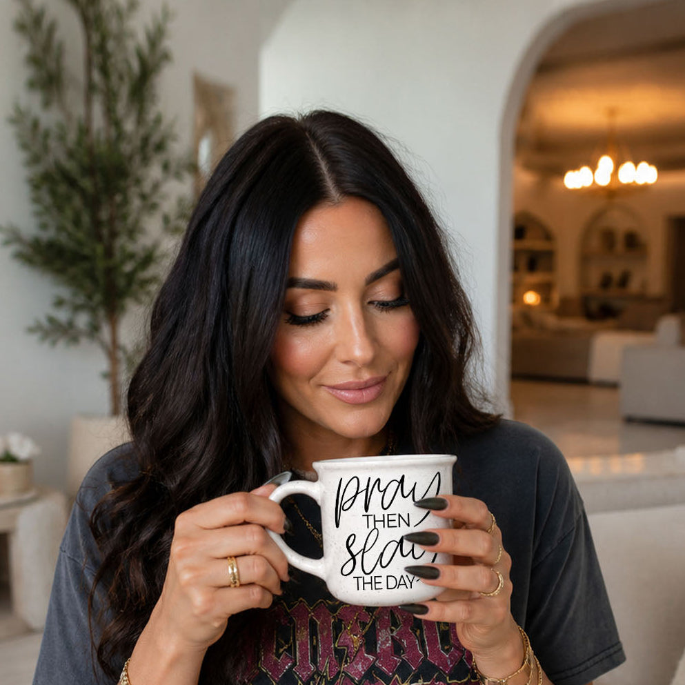 Pray Then Slay the Day Ceramic Coffee Mug—15 oz.